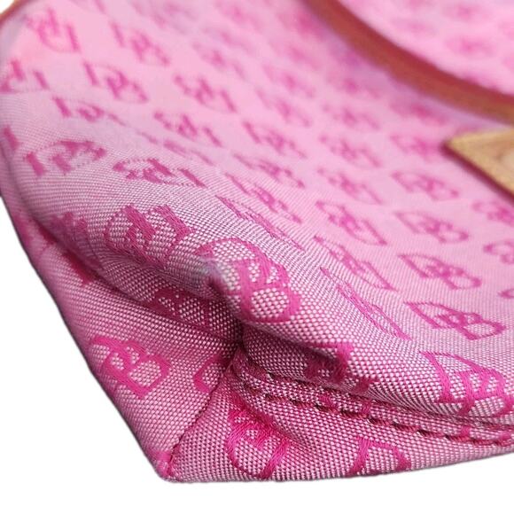 Dooney & Bourke Vtg Y2K Pink Canvas Monogram Leather Strap Crossbody Bag - Picture 5 of 13